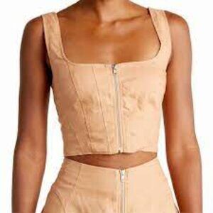 NWT Nicholas Darby Cropped Top With Zipper and Corset Seaming Twig
